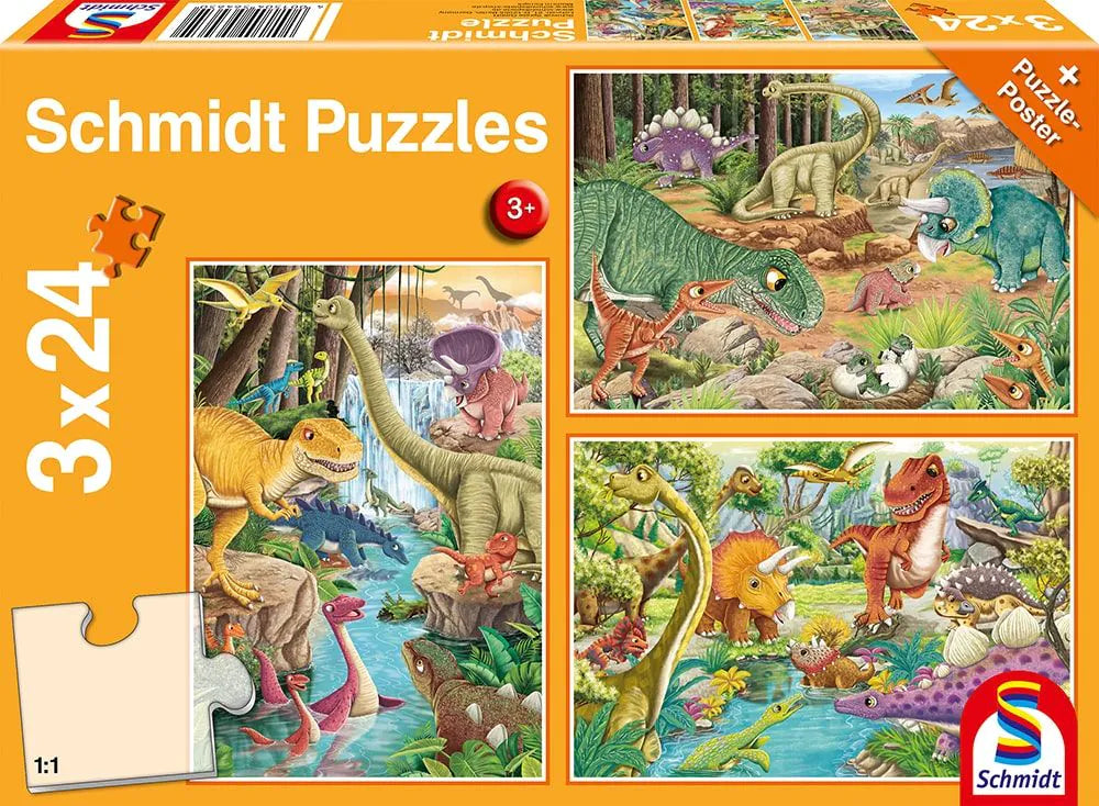 Puzzle - Spaß bei den Dinos 3x24 Teile