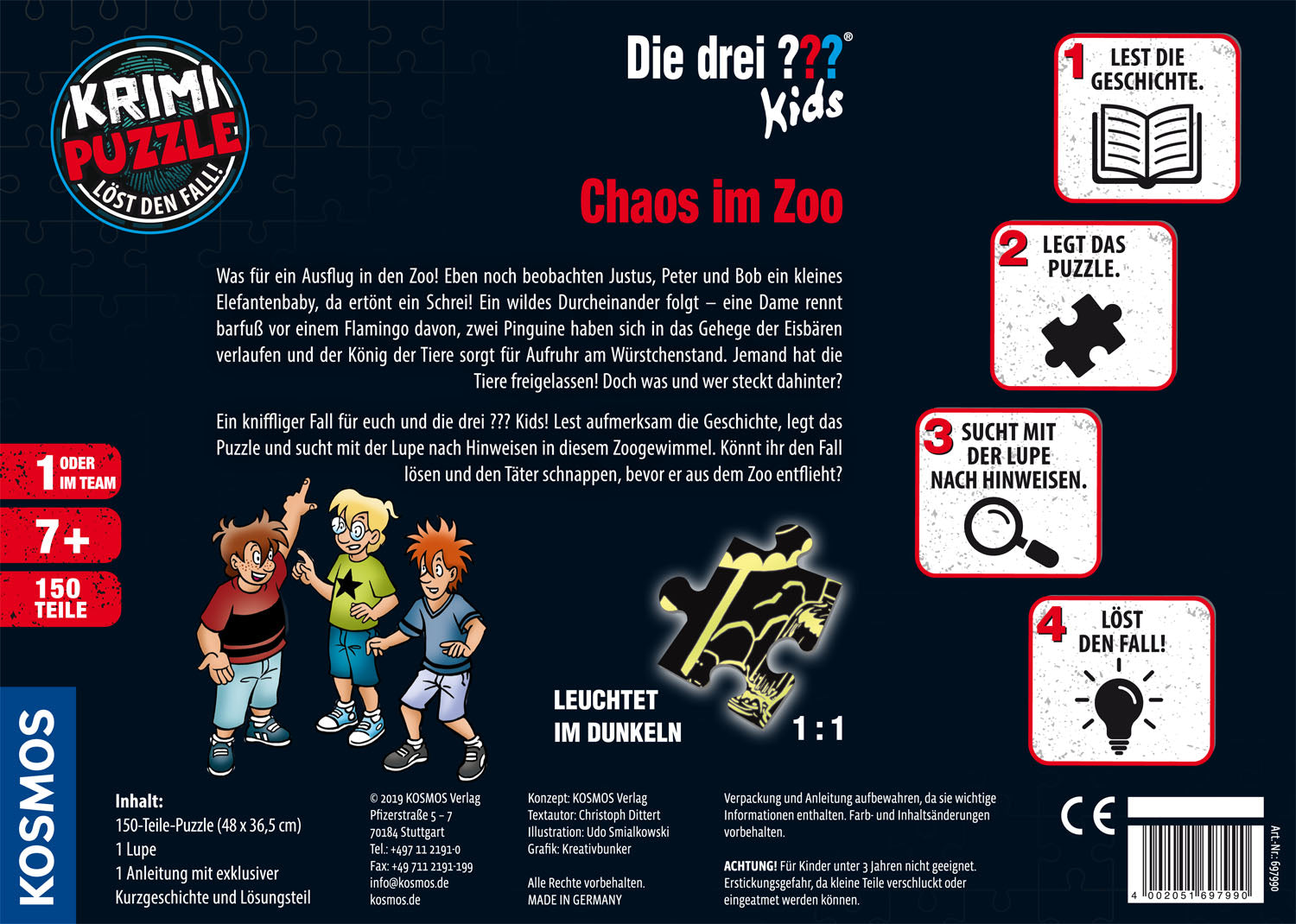 Die drei ??? Kids - Chaos im Zoo | Krimipuzzle 150 Teile | Kosmos