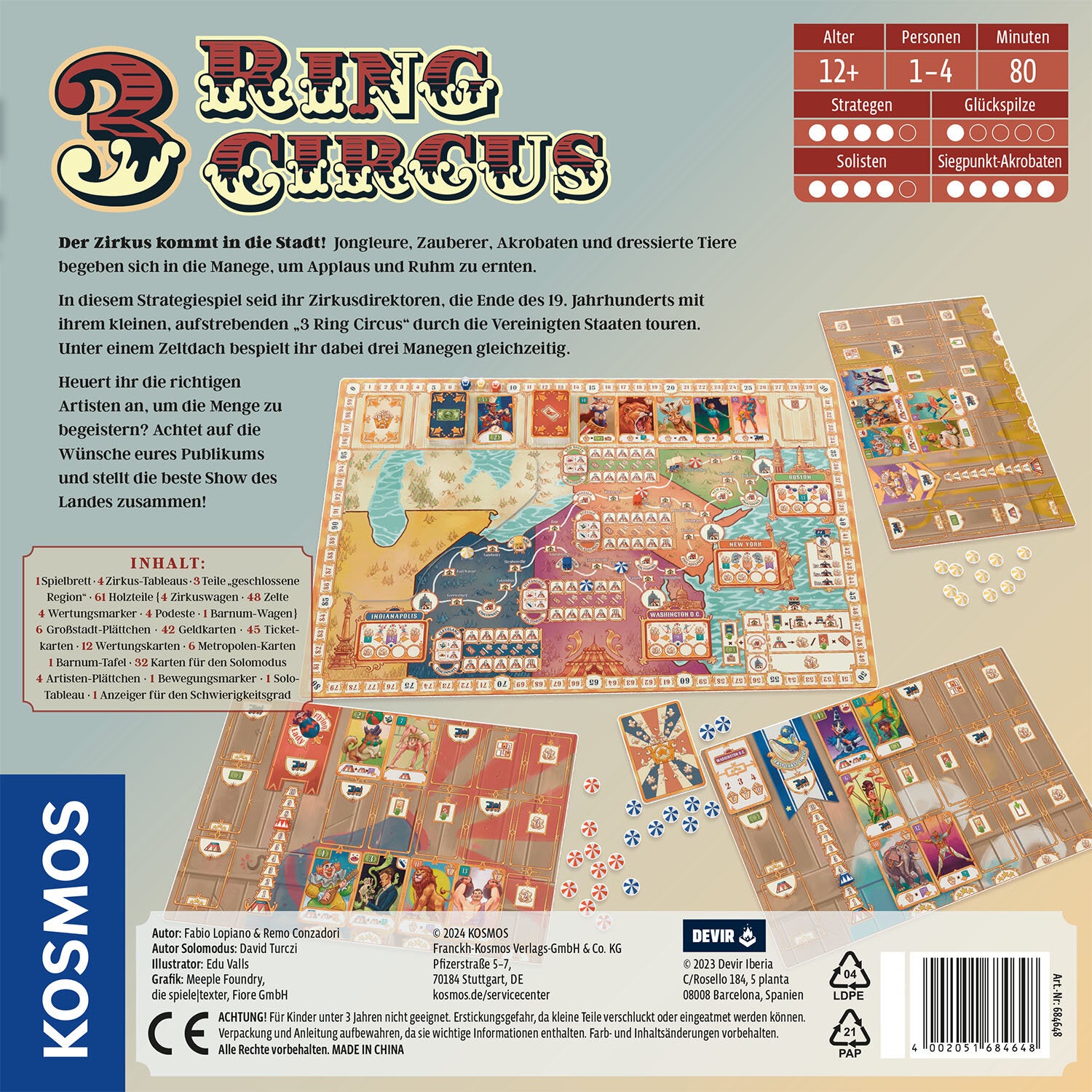 Brettspiel 3 Ring Circus Rückseite