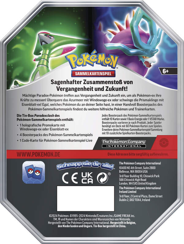 Pokémon - Tin-Box Paradoxclash: Eisenblatt-Ex Rückseite