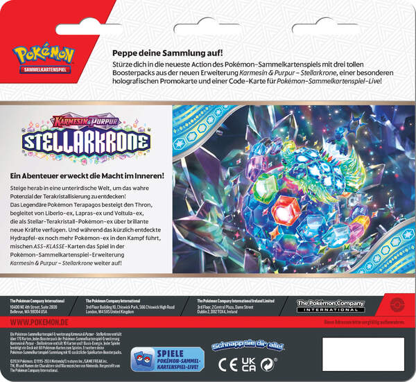 Pokémon KP07 - Stellarkrone - 3 Pack Blister Rückseite