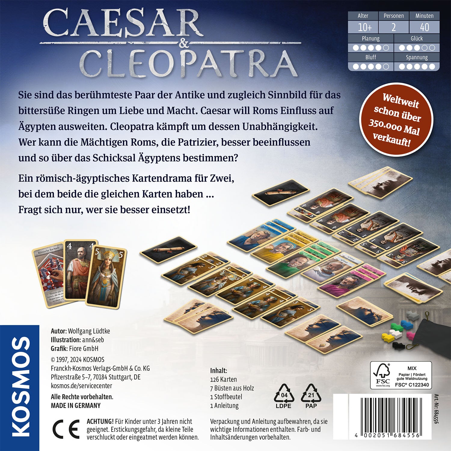 2-Personen-Spiel Caesar & Cleopatra Rückseite