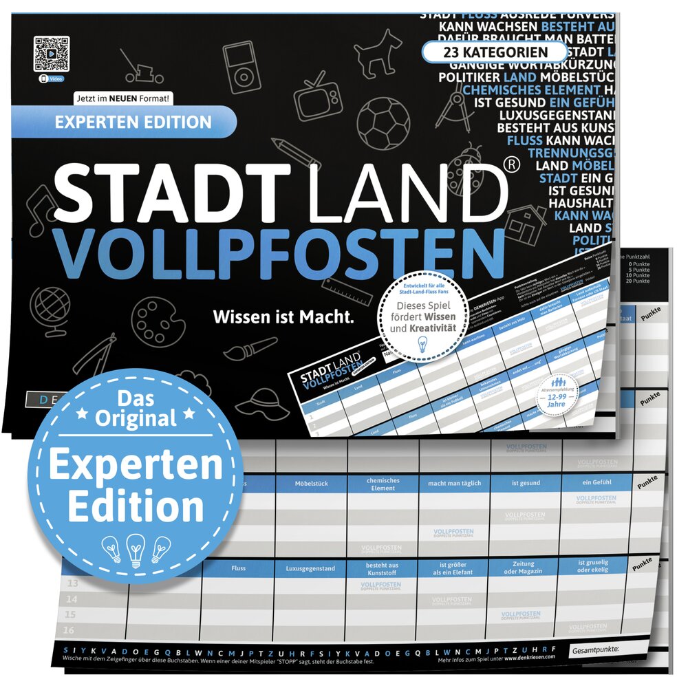 Stadt Land Vollpfosten - Experten Edition | DinA4 Format