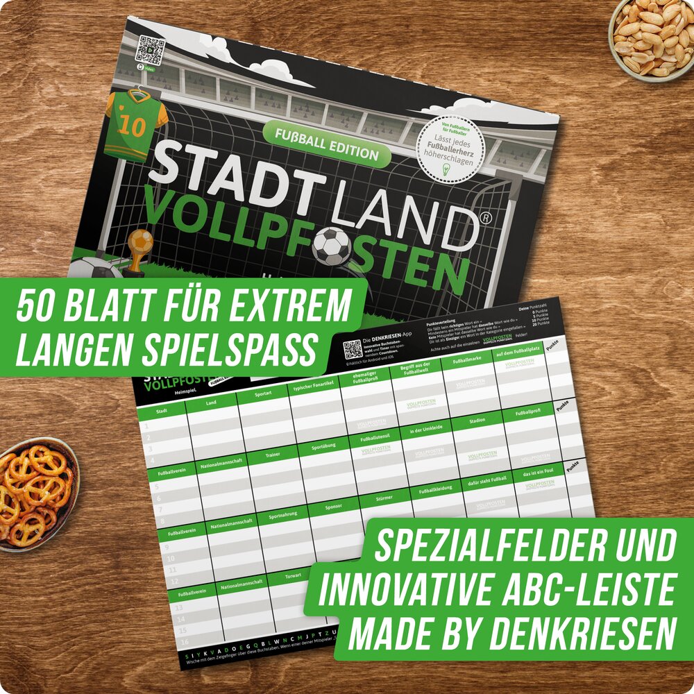 Stadt Land Vollpfosten - Fußball Edition | DinA4 Format