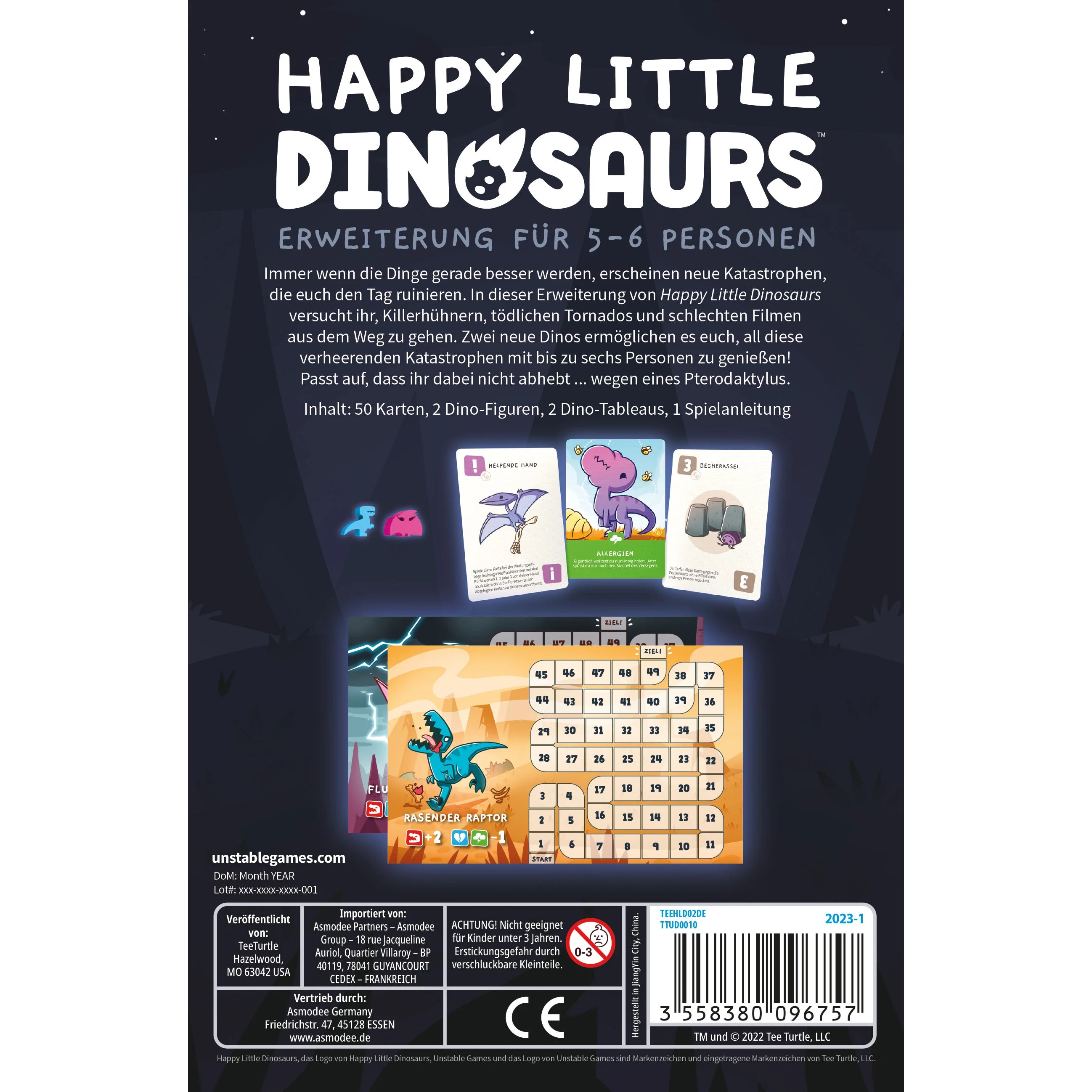 Partyspiel Happy Little Dinosaurs - Erweiterung für 5-6 Personen Rückseite