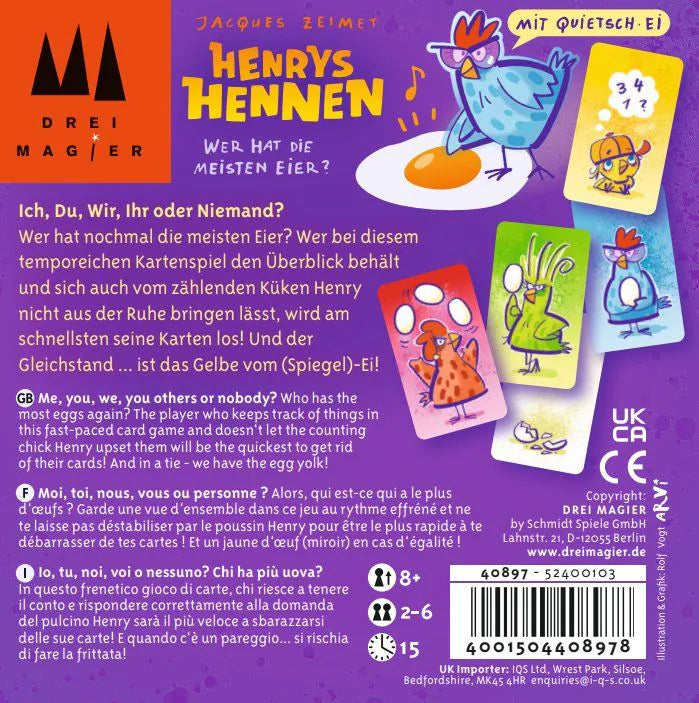 Familienspiel Henrys Hennen Rückseite