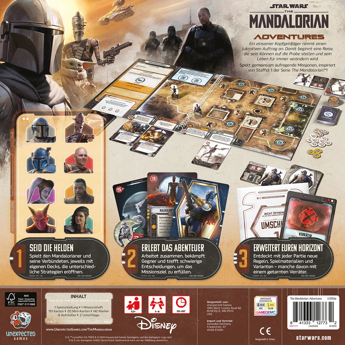 Kennerspiel Star Wars: The Mandalorian - Adventures Rückseite