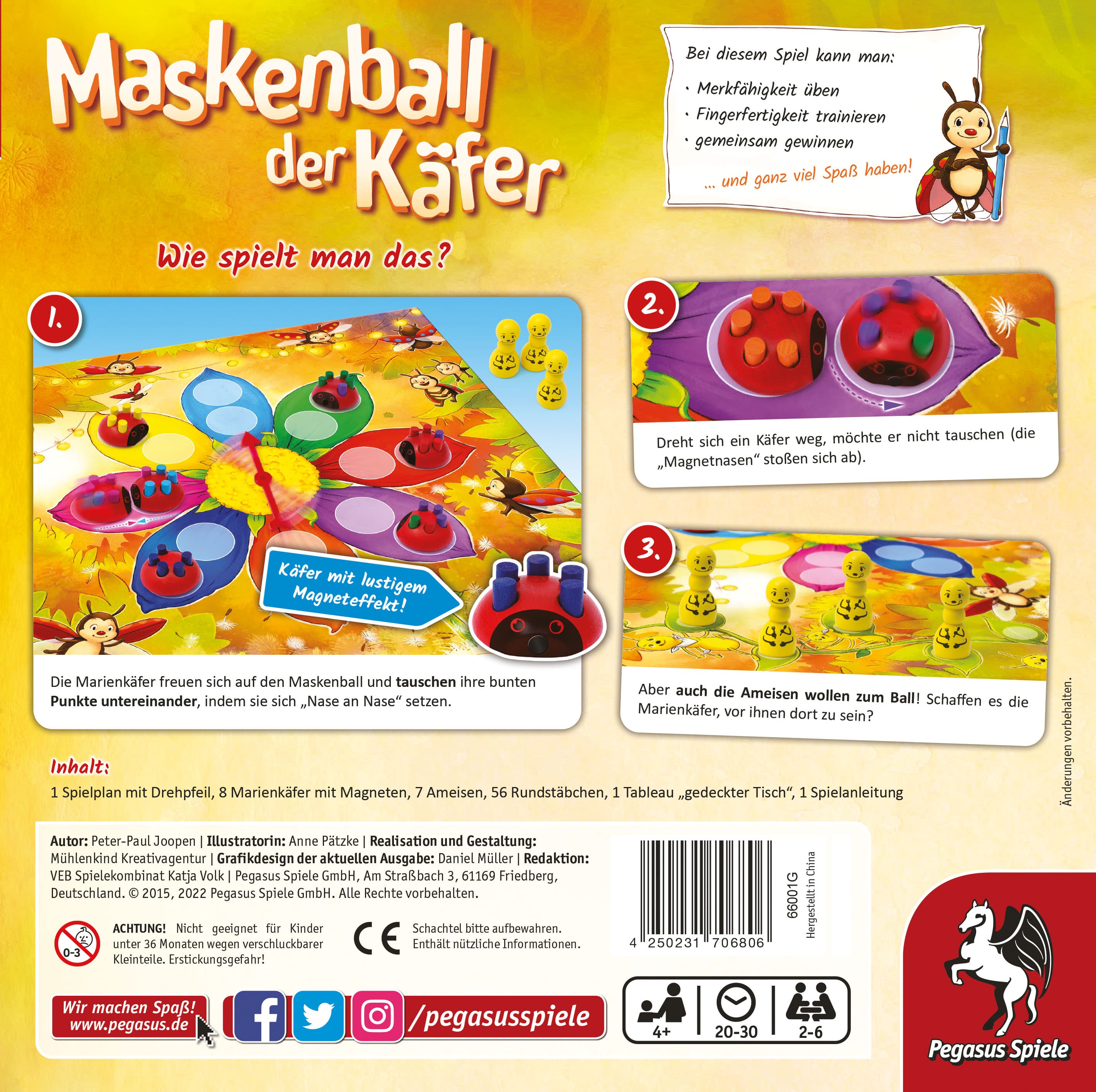 Kinderspiel Maskenball der Käfer Rückseite