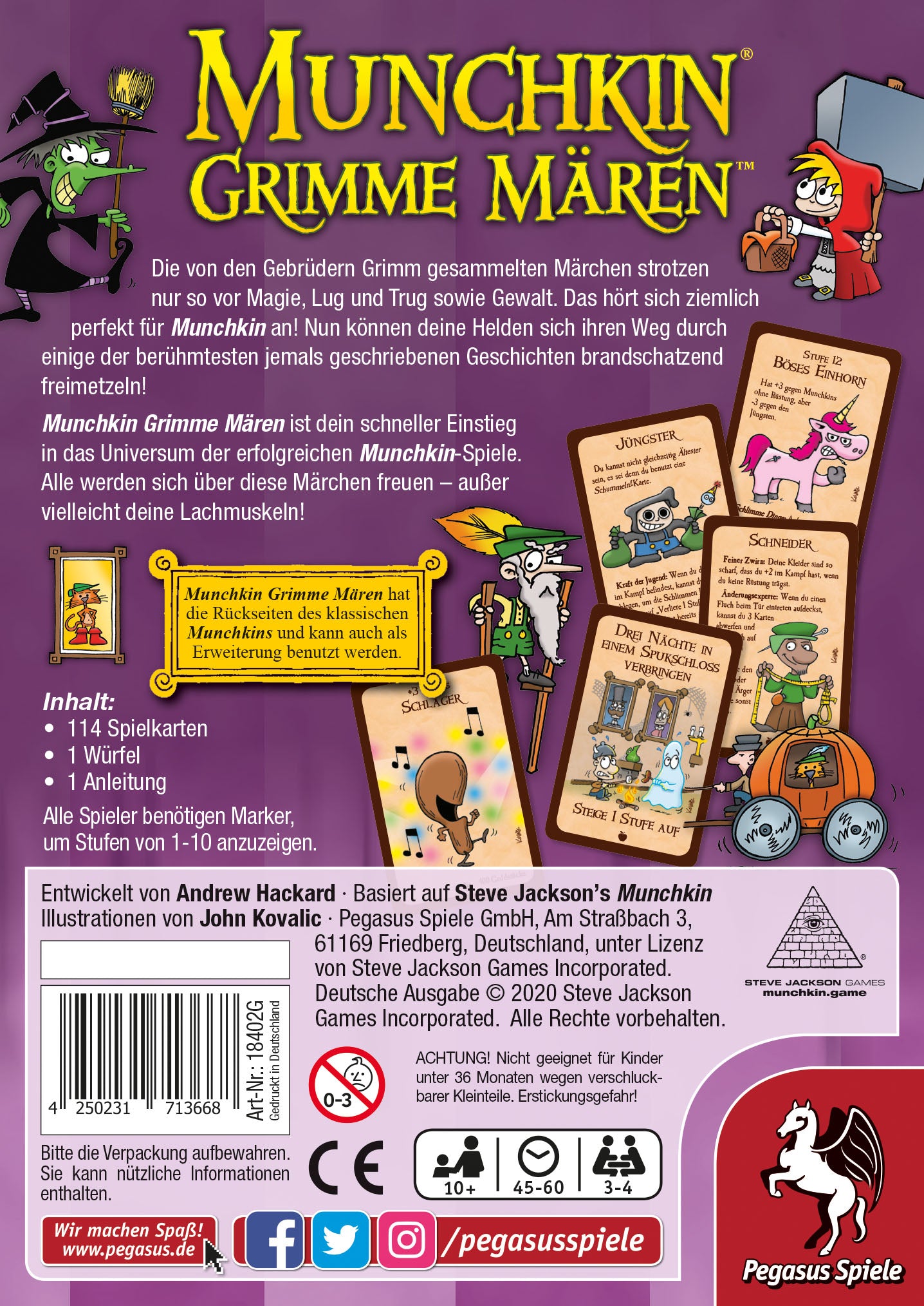 Kartenspiel Munchkin Grimme Mären Rückseite