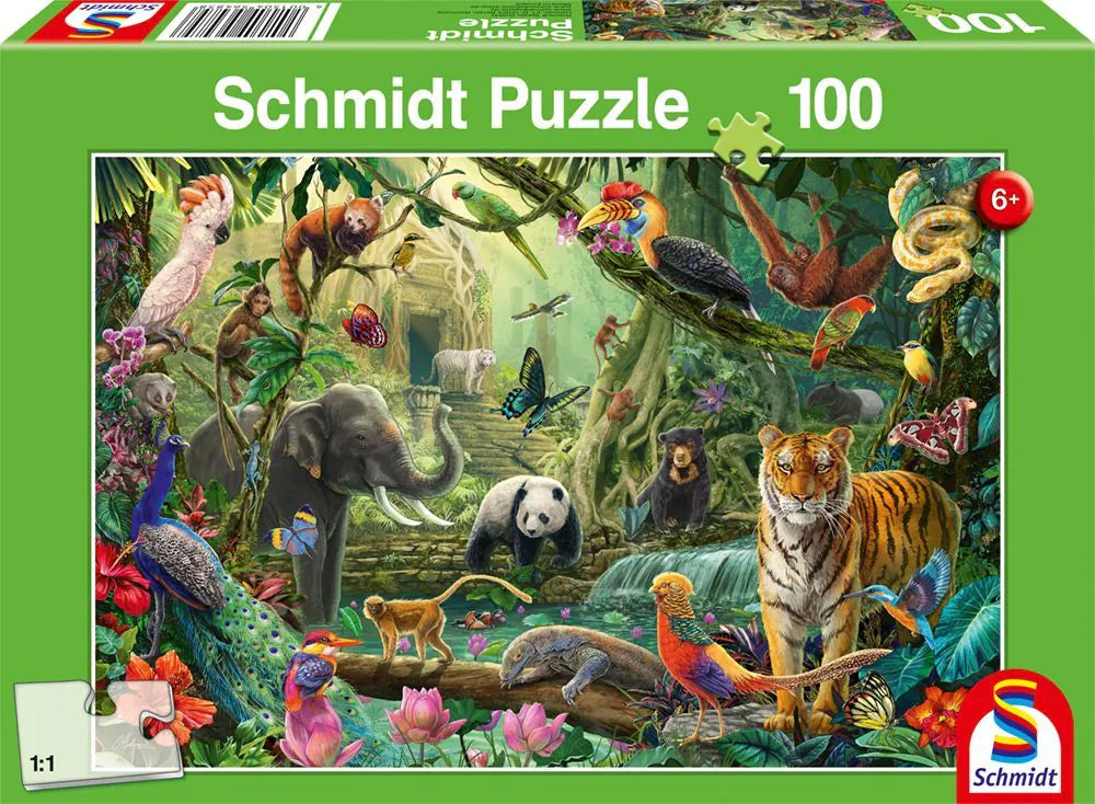 Bunte Tierwelt im Dschungel | Puzzle 100T
