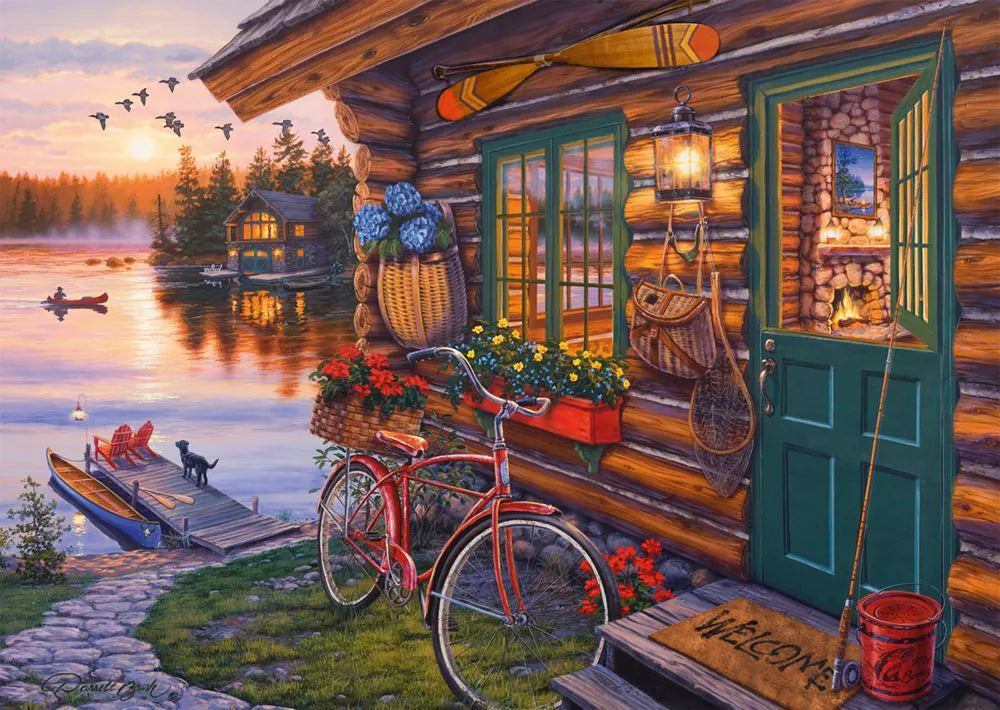 Darrel Bush: Seehütte mit Fahrrad | Puzzle 1000T