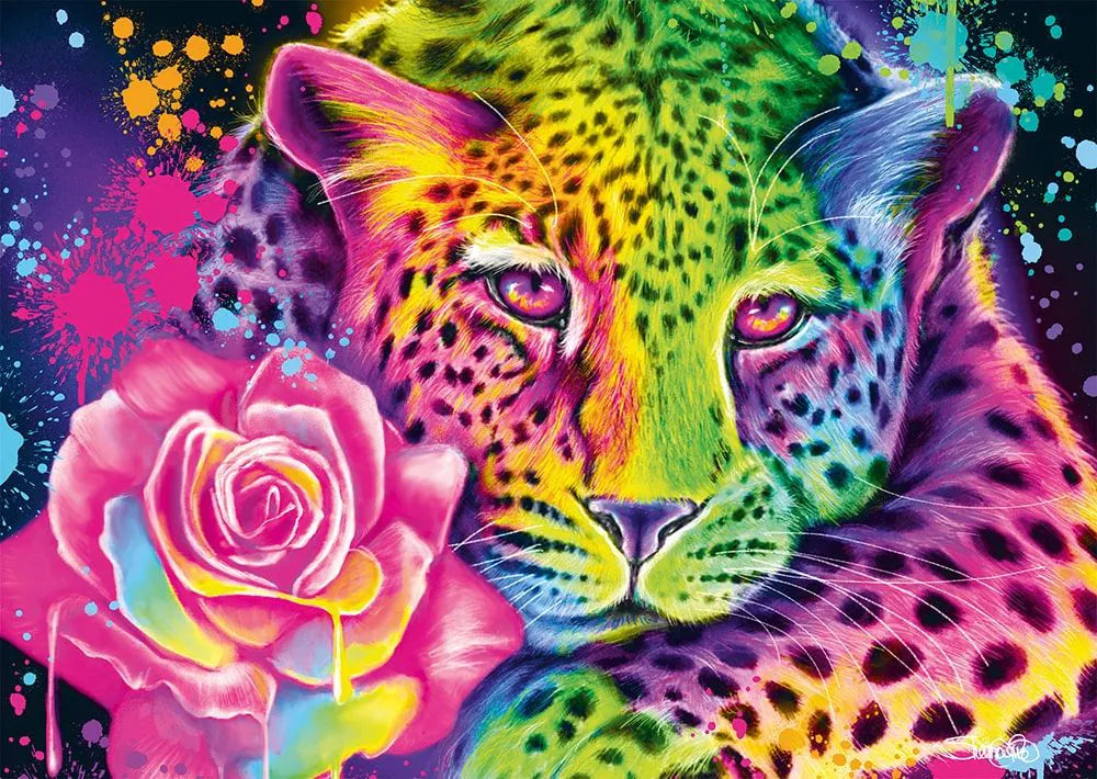 Neon Regenbogen-Leopard | Puzzle 1000T