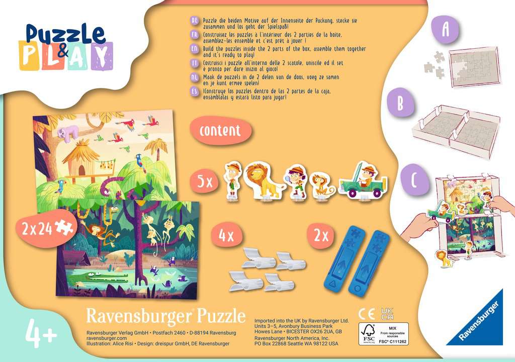 Puzzle & Play - Dschungelabenteuer 2 x 24 Teile
