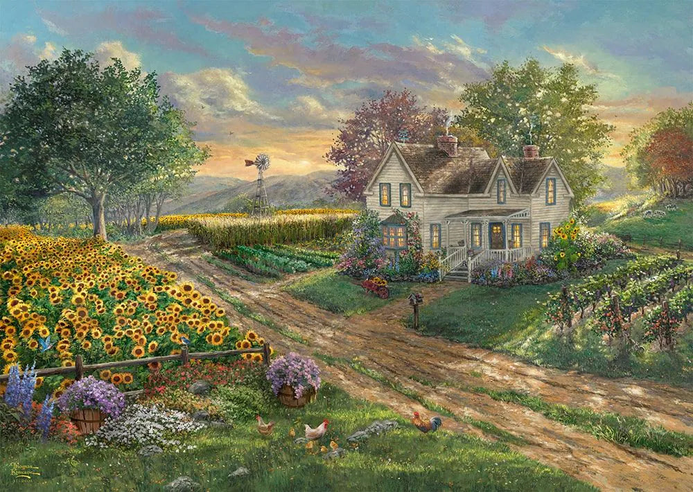 Puzzle - Thomas Kinkade: Sonnenblumenfelder 1000 Teile