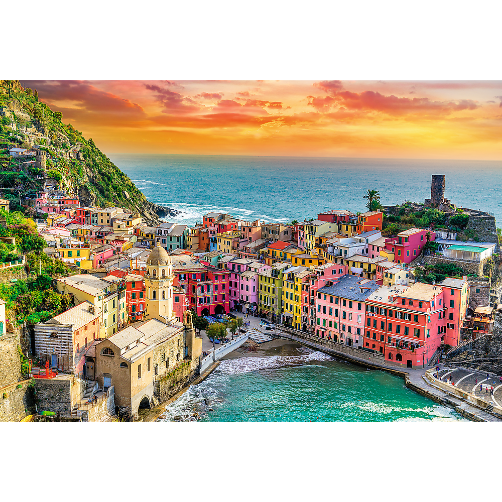 Puzzle - Romantic Sunset: Vernazza, Liguria, Italy 1500 Teile