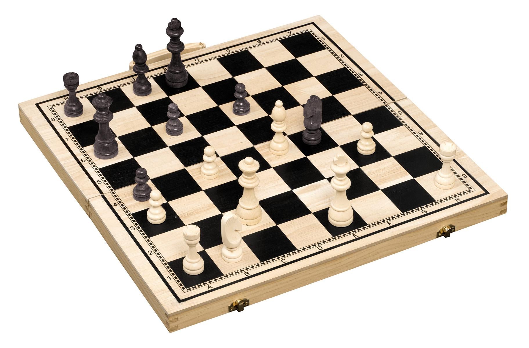 Schach Backgammon Dame Set, Feld 50 mm, mit Tragegriff