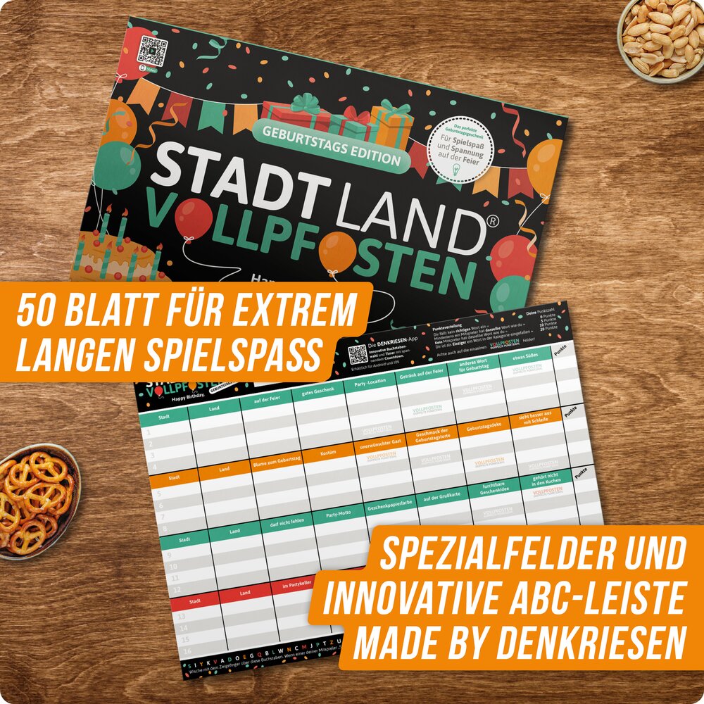 Stadt Land Vollpfosten - Geburtstags-Edition | DinA4 Format