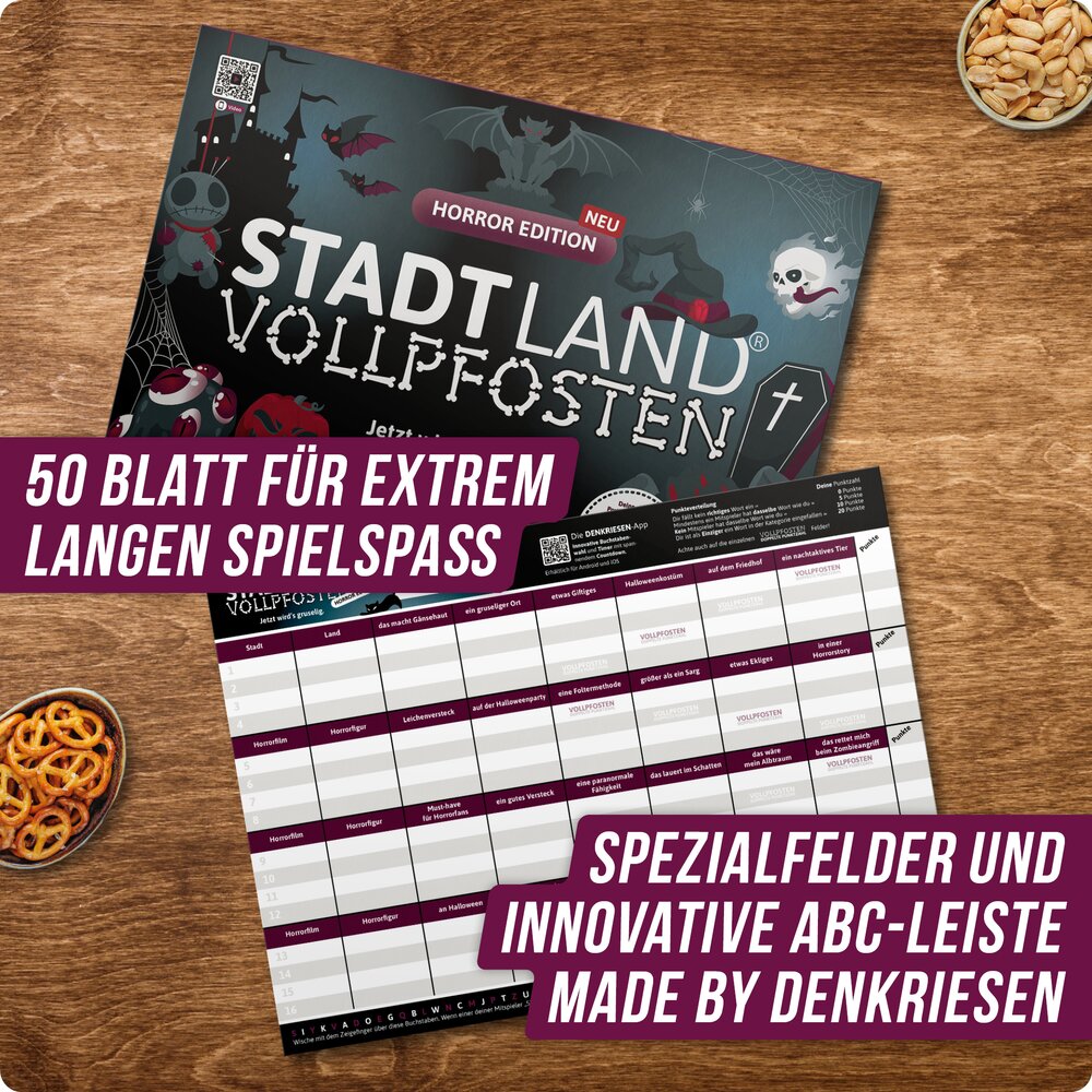 Stadt Land Vollpfosten - Horror Edition | DinA4 Format