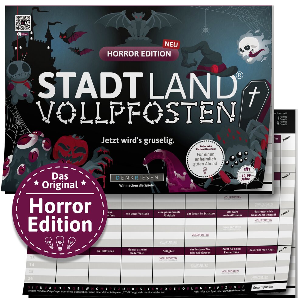 Stadt Land Vollpfosten - Horror Edition | DinA4 Format