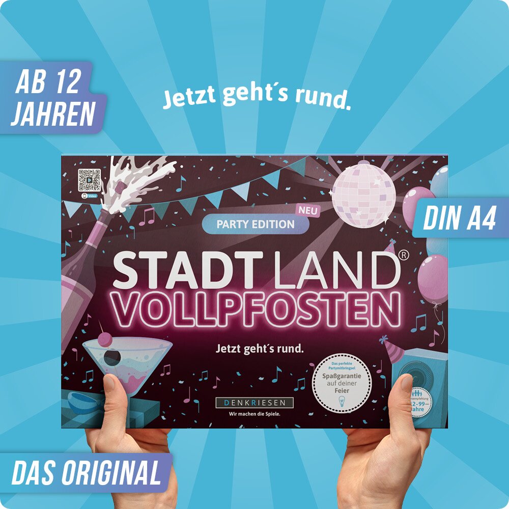Stadt Land Vollpfosten - Party Edition | DinA4 Format