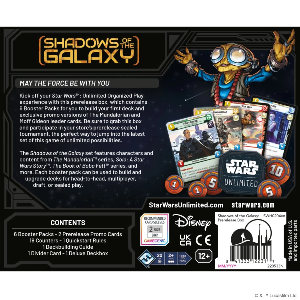 Star Wars: Unlimited - Shadows of the Galaxy - Prerelease Box Rückseite