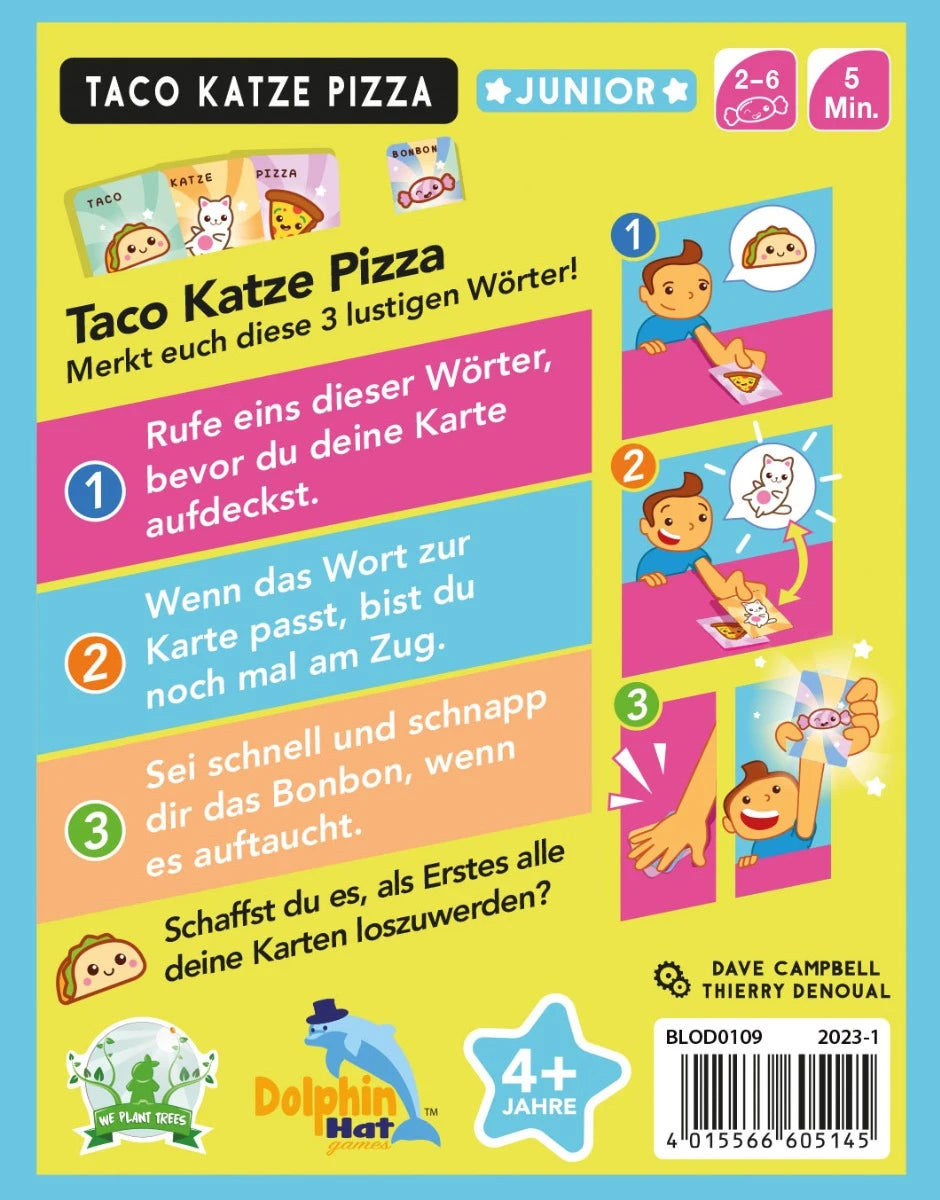 Kinderspiel Taco Katze Pizza Junior Rückseite