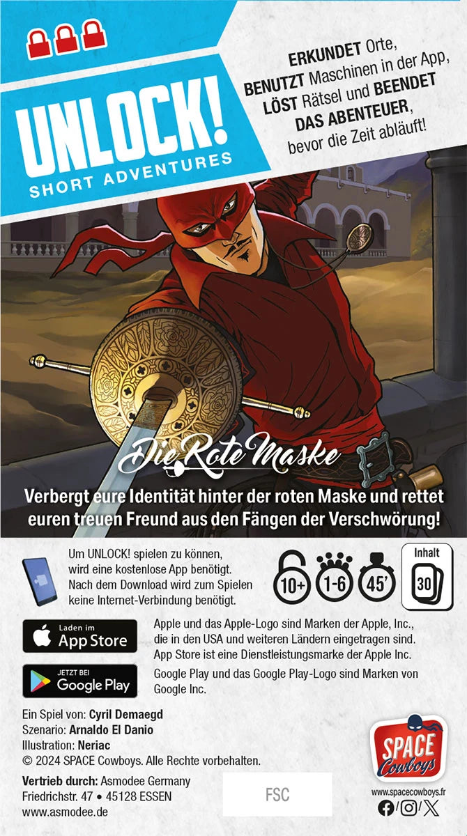 Escapespiel Unlock! Short Adventures: Die Rote Maske Rückseite