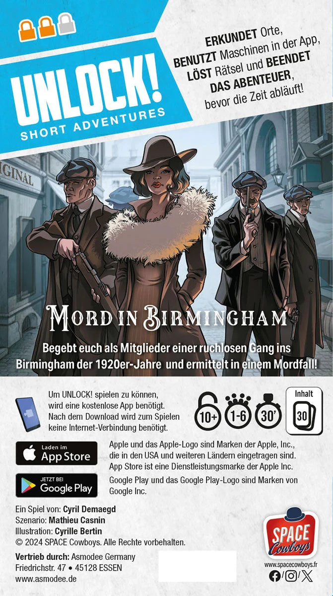 Escapespiel Unlock! Short Adventures: Mord in Birmingham Rückseite