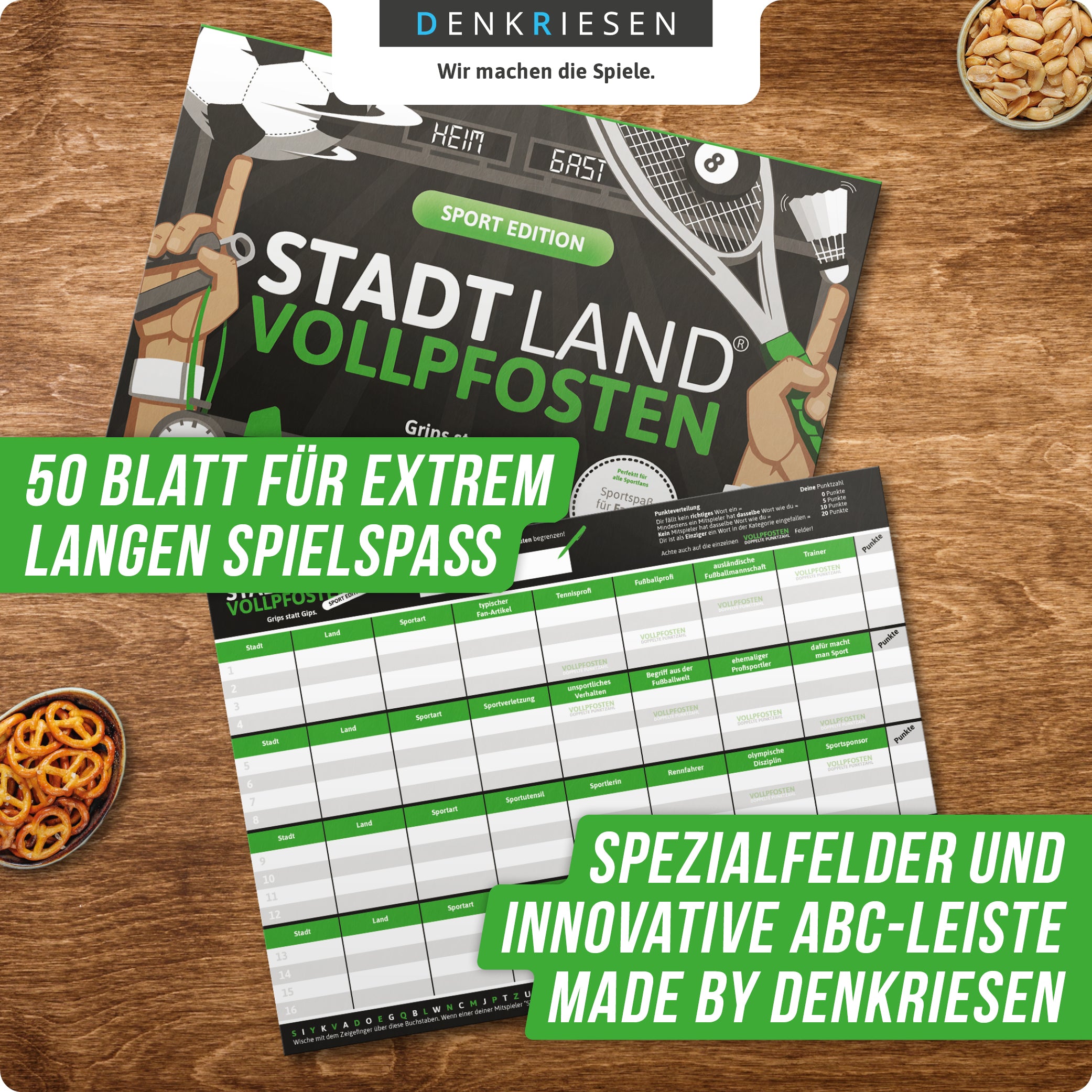 Stadt Land Vollpfosten - Sport Edition | DinA4 Format