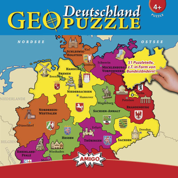 GeoPuzzle Deutschland | Puzzle 51 Teile | Amigo
