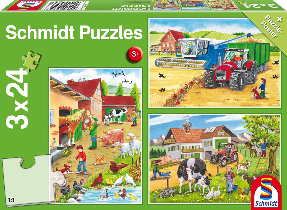 Auf dem Bauernhof | Kinderpuzzle 3x24 Teile