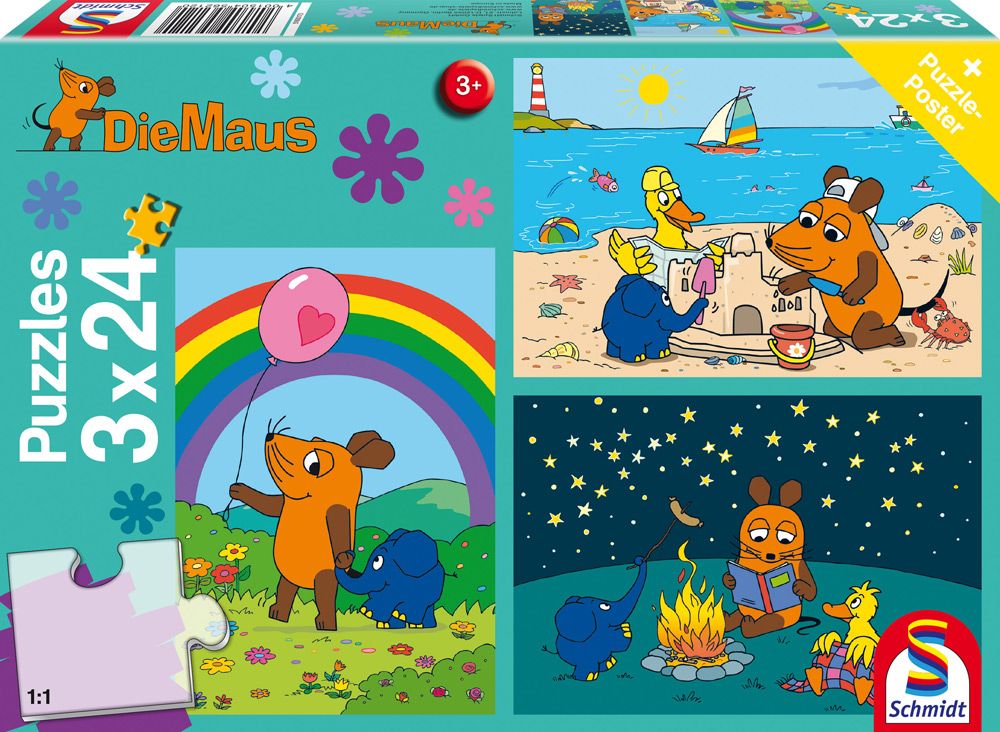 Die Maus: Gute Freunde | Kinderpuzzle 3x24 Teile