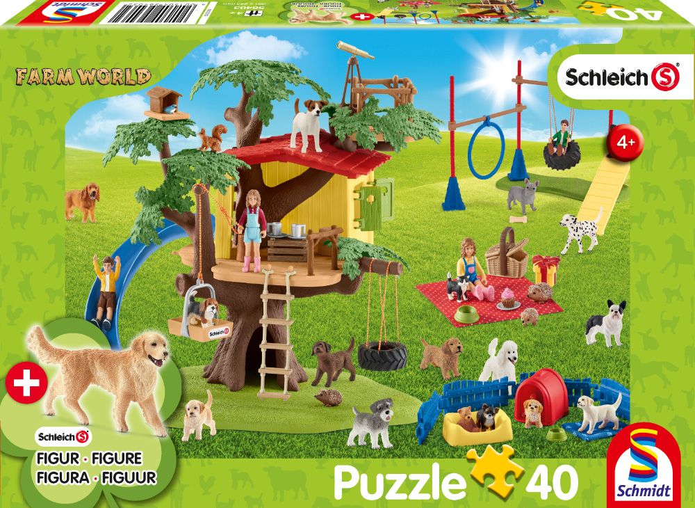 Schleich: Farm World - Fröhliche Hunde | Kinderpuzzle 40 Teile