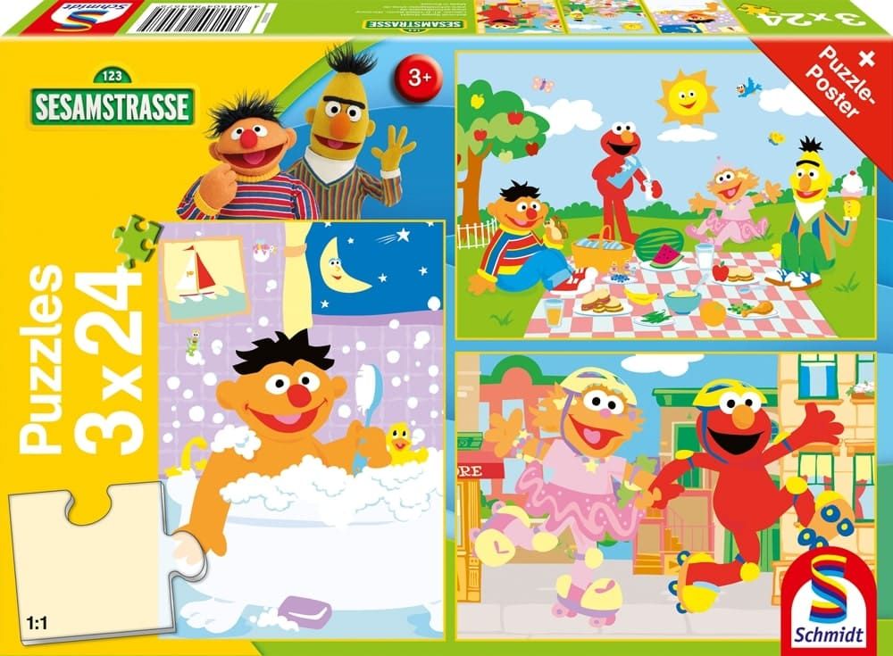 Sesamstrasse: Sachen machen | Kinderpuzzle 3x24 Teile