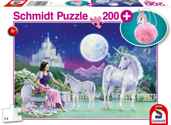 Einhorn, mit Puschelanhänger | Puzzle 200T