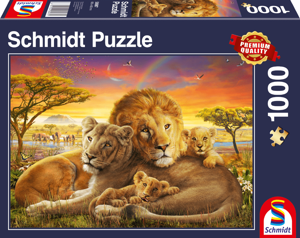 Kuschelnde Löwenfamilie | Puzzle 1000T