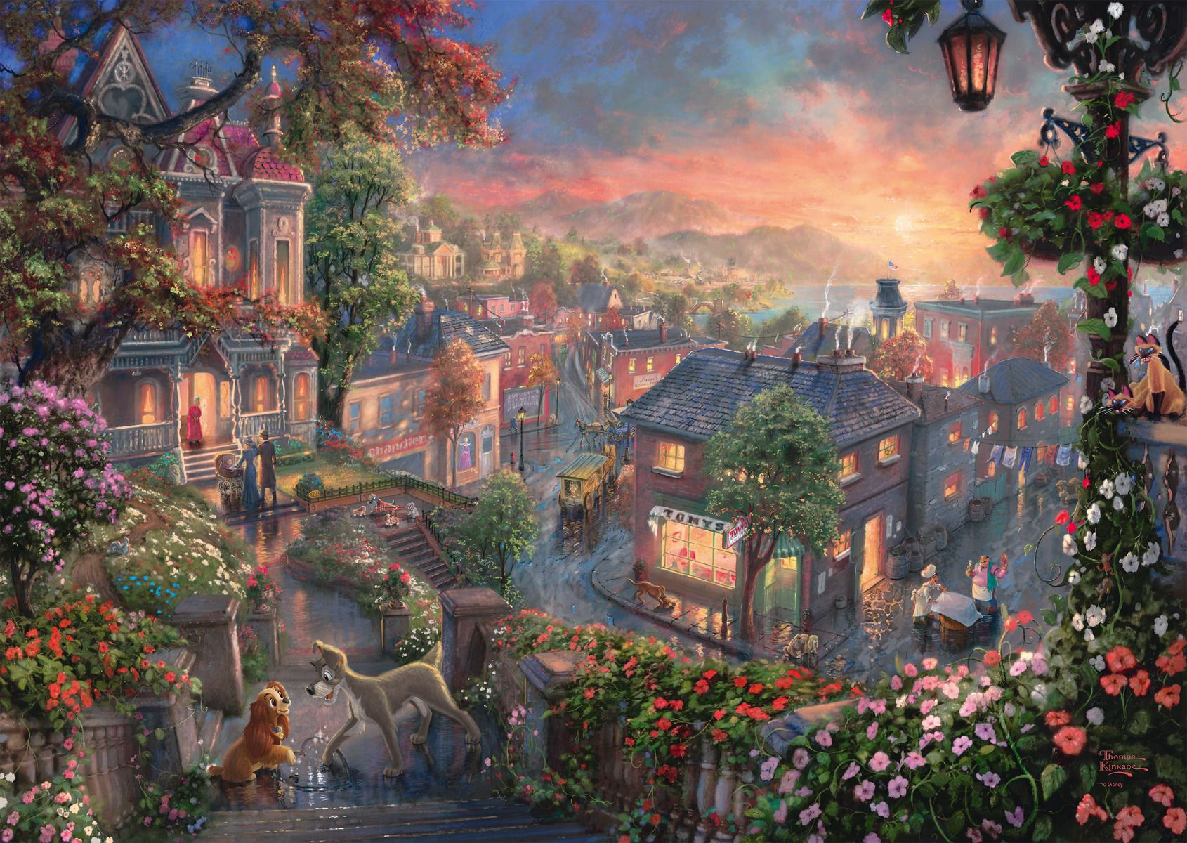 Thomas Kinkade Studios: Painter of Light - Disney - Susi und Strolch | Puzzle 1000T
