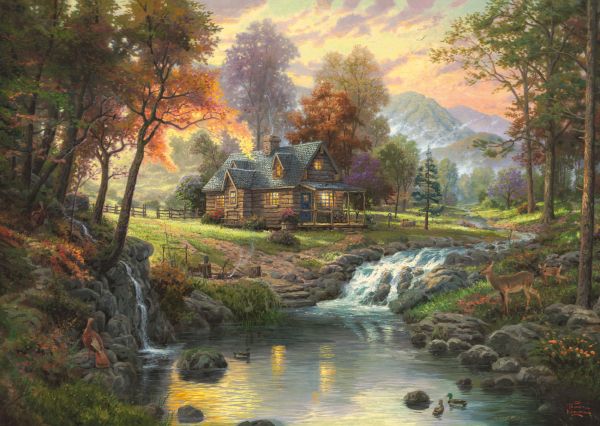 Thomas Kinkade: Painter of Light - Holzhaus am Bach | Puzzle 1000T