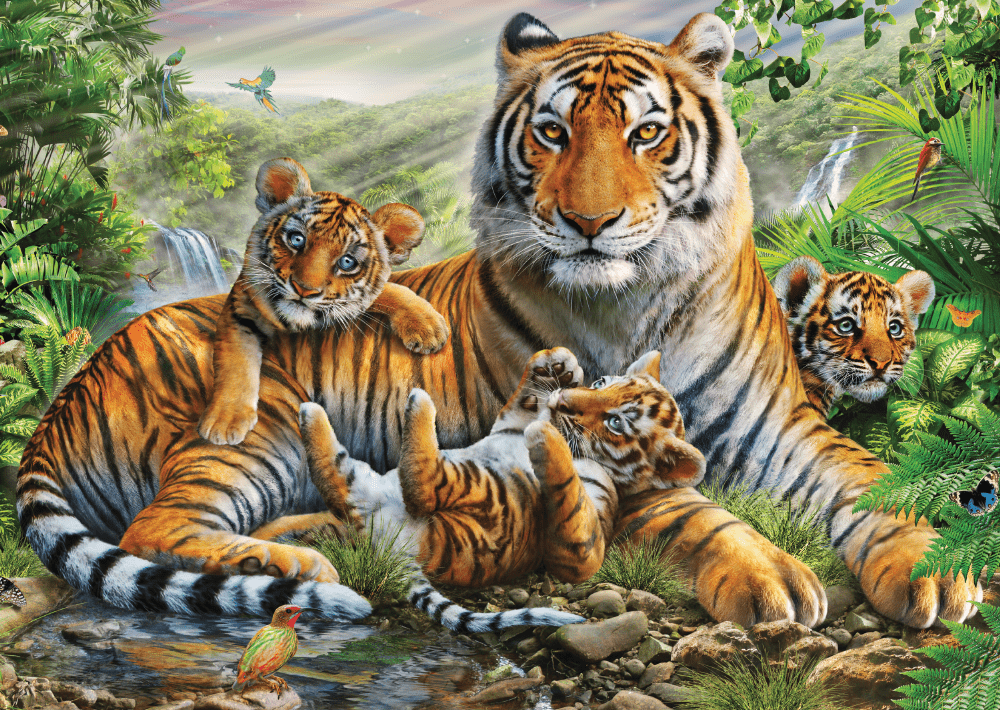 Tiger und Welpen | Puzzle 1000T