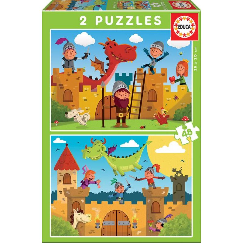 Drachen und Ritter | Puzzle 2x48 Teile | Educa