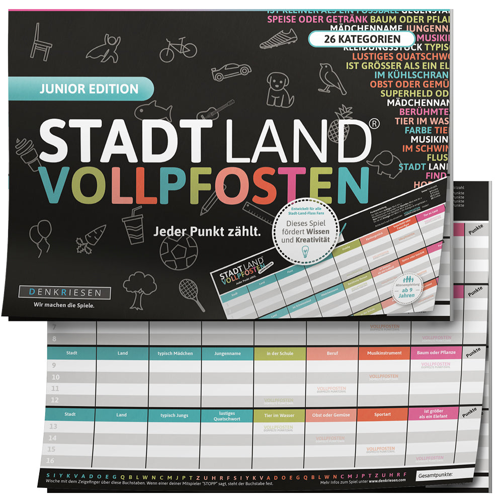Stadt Land Vollpfosten - Junior Edition | DinA4 Format