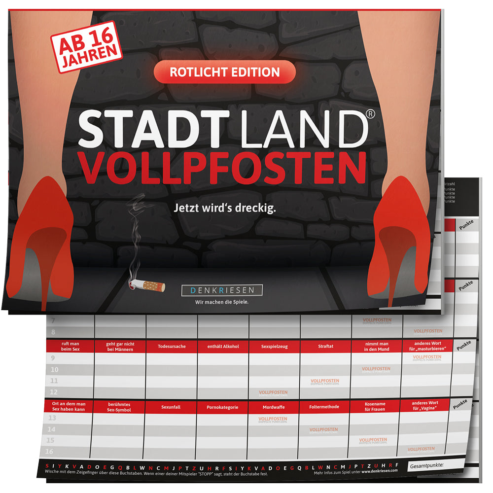Stadt Land Vollpfosten - Rotlicht Edition | DinA4 Format