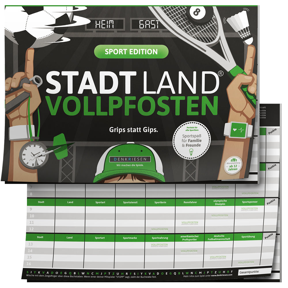 Stadt Land Vollpfosten - Sport Edition | DinA4 Format