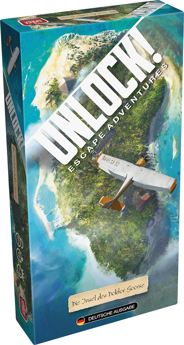 Unlock! Die Insel des Doktor Goorse; Cover der Spielschachtel